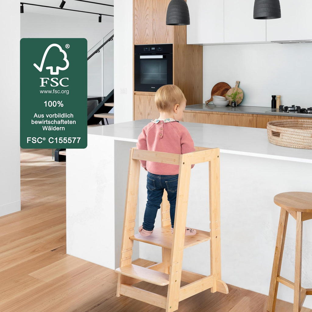 roba Tour d'Observation Montessori en Bois de Bambou Certifié FSC (Naturel)