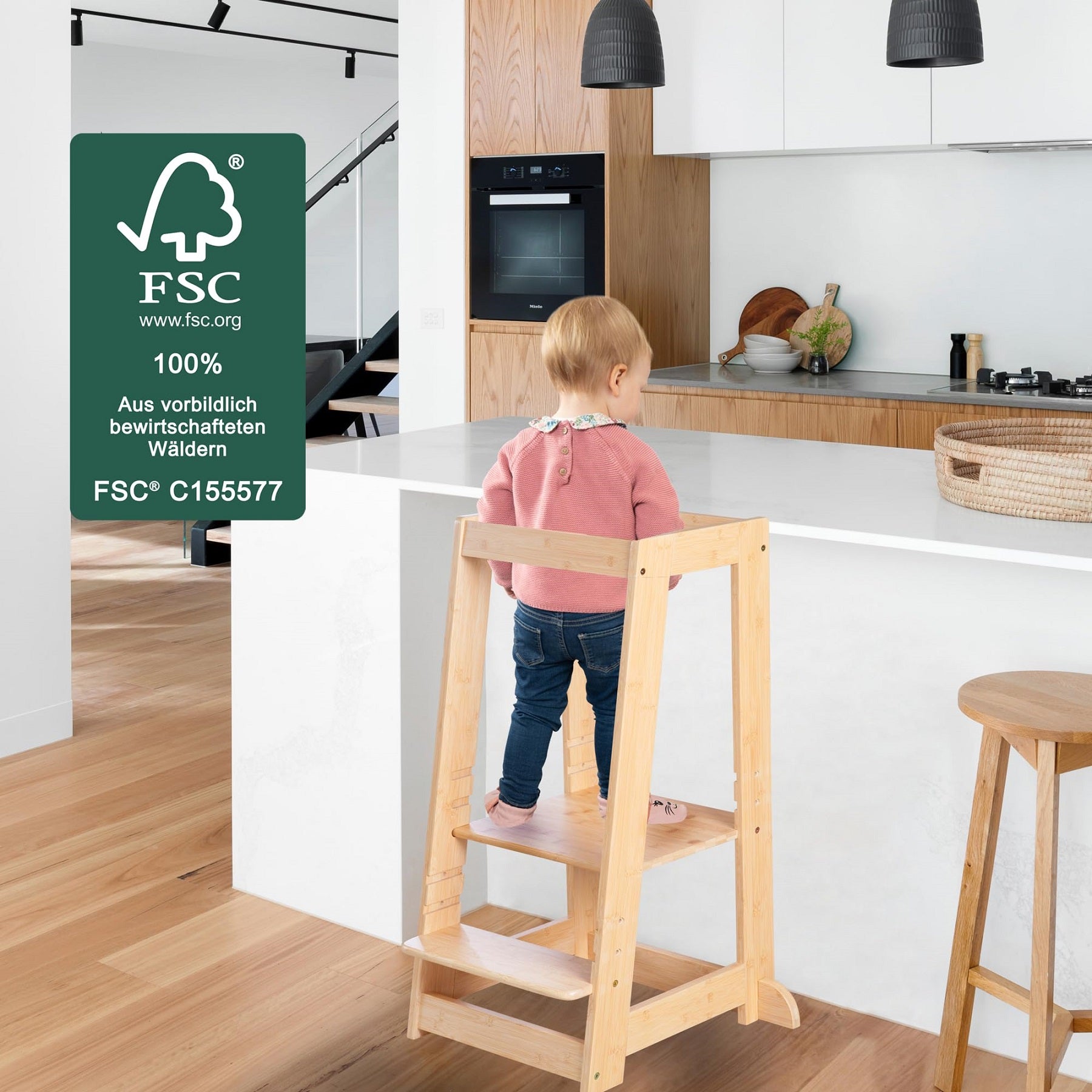 roba Tour d'Observation Montessori en Bois de Bambou Certifié FSC (Naturel)