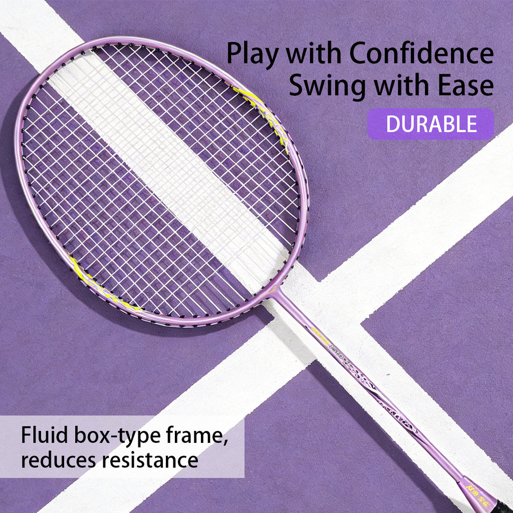 Double Fish JinQue 1501 Lot de 2 raquettes de badminton en carbone et aluminium - Violet