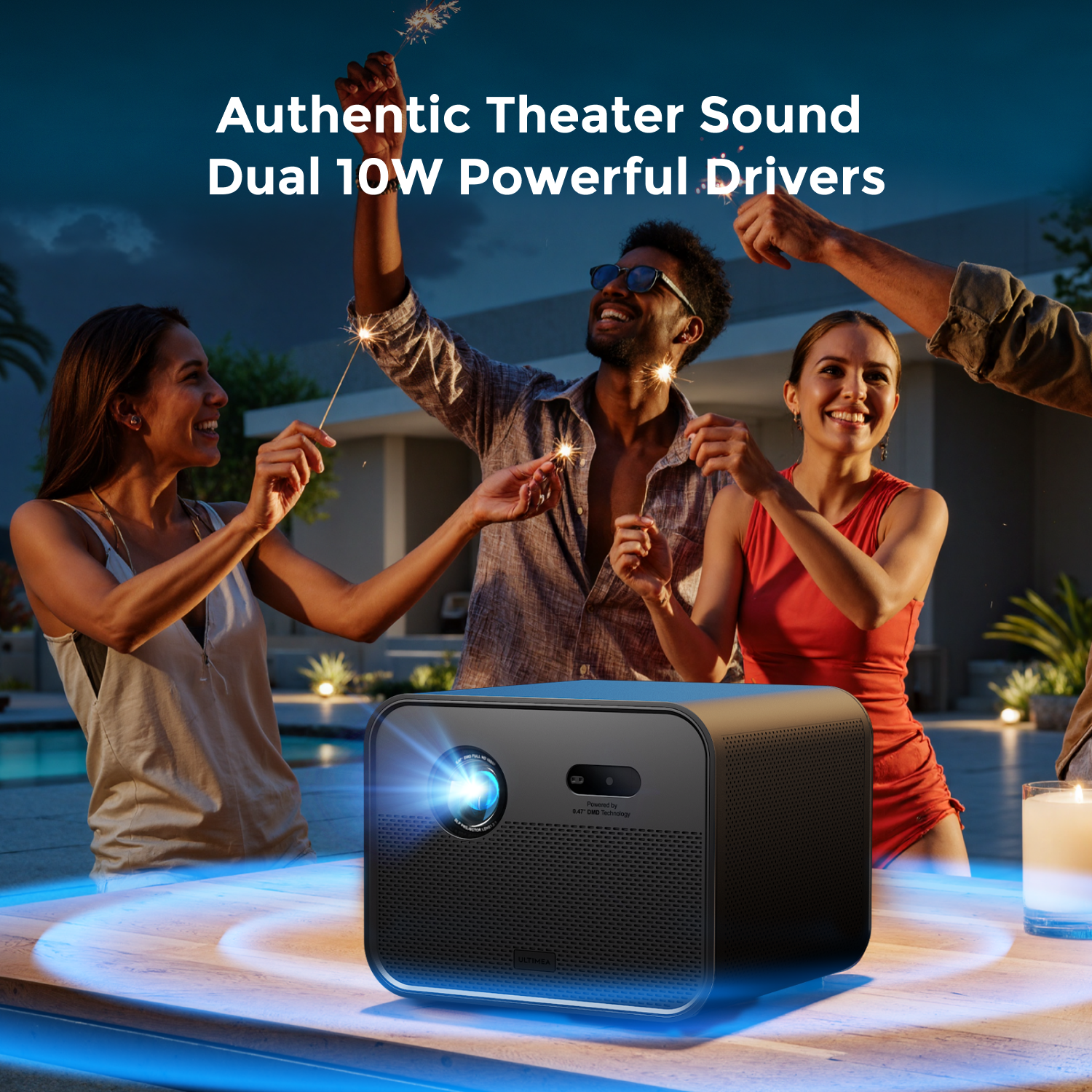 ULTIMEA Native Full HD 1080P | Vidéoprojecteur DLP Compatible 4K, 1800 Lumens ANSI, 1920 x 1080 px, Google TV, Image 3D Active, Autofocus & Correction Trapézoïdale Auto 6D