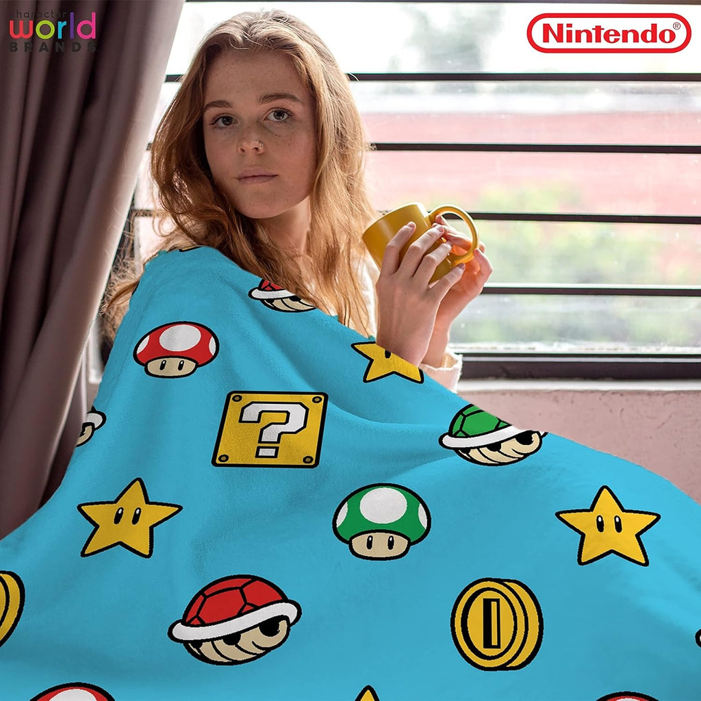 WT&T Couverture polaire sherpa Nintendo Super Mario Mario Kart Drift - 100 x 150 cm, Douce et chaude