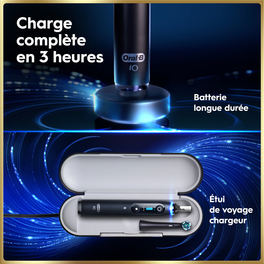 Oral-B iO9 Brosse à dents électrique Noir 2 brossettes Étui de voyage chargeur Édition cadeau