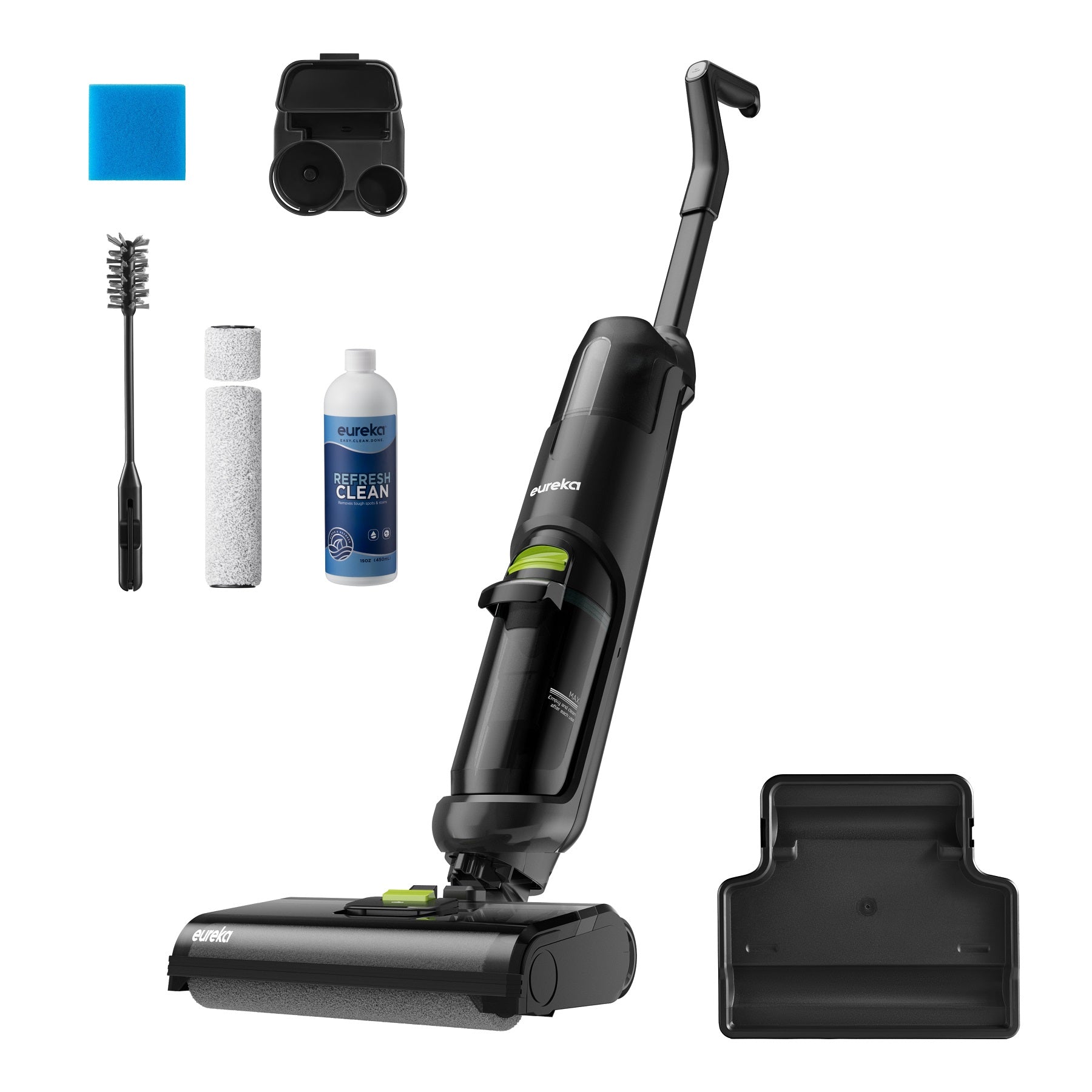 Eureka Aspirateur laveur sans fil eau et poussière, aspirateur laveur avec système autonettoyant, aspirateur léger pour parquets, animaux de compagnie et saletés collantes, Noir, NEW400