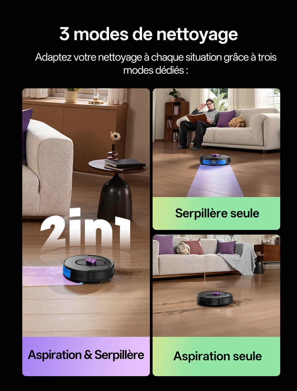 Robot aspirateur et laveur Vactidy W15 avec station de vidage automatique innovante sans sac, respectueux de l'environnement, économique en consommables, navigation LiDAR