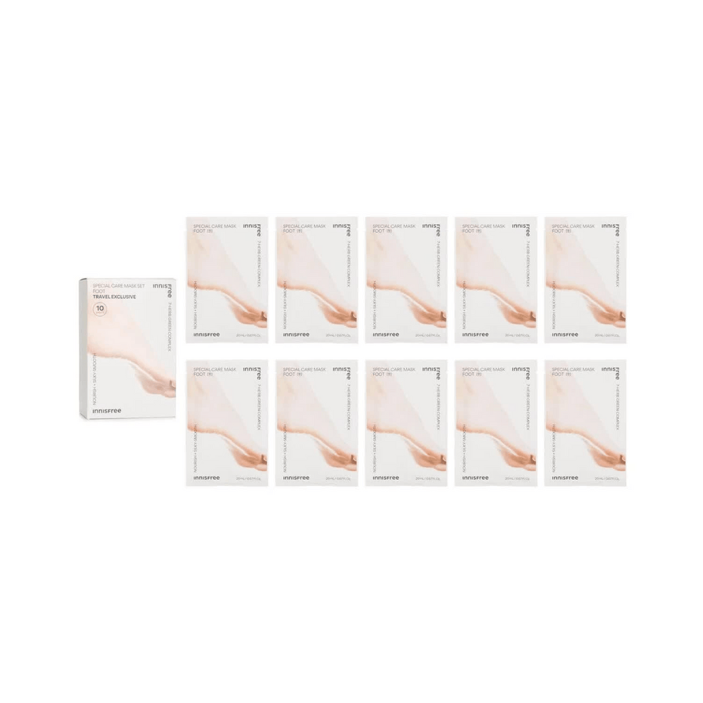 innisfree Coffret de Masques Soin Spécial Pieds Exclusivité Voyage 20 ml x 10 Feuilles