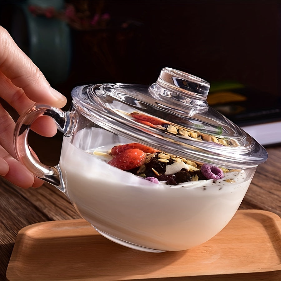 YumiPLUS Tasse en verre avec couvercle et anse, 1 ensemble