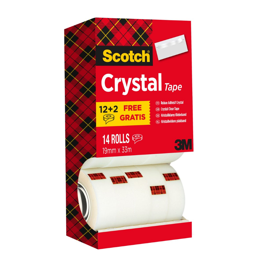 Scotch® Ruban adhésif transparent, Pack économique, 19 mm x 33 m, 14 rouleaux/boîte