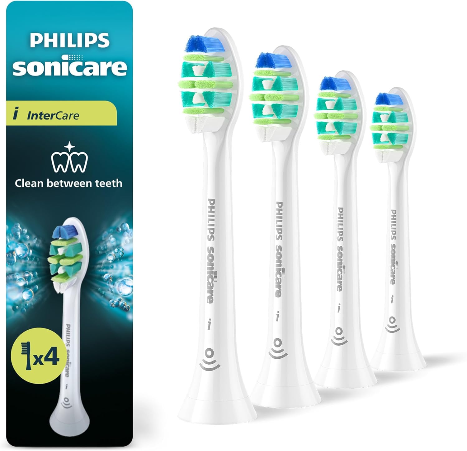 Philips Sonicare InterCare HX9004/87 - Lot de 4 Têtes de Brosse à Dents Électrique - Nettoyage Interdentaire - Blanc