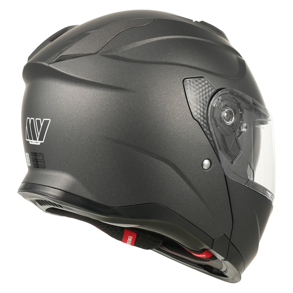 MY-935 Casque de moto intégral modulaire à visière relevable, certifié ECE 22.06, casque de moto à double visière, unisexe pour hommes et femmes, titane mat, taille L