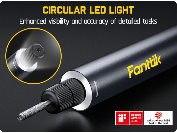 Fanttik F2 Master Mini kit de perceuse rotative sans fil NeoPulse avec 5 vitesses, 25 000 tr/min, Revostor Hub, 35 accessoires et fonctions ponçage, polissage, perçage et gravure