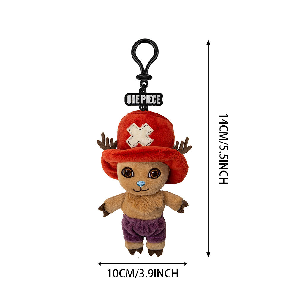One Piece Porte-clés en peluche Tony Tony Chopper Mini Figurine Charms de sac avec étiquette logo Antilope Chapeau à cerf Tiroir à fermeture éclair Accessoires de collection d'anime