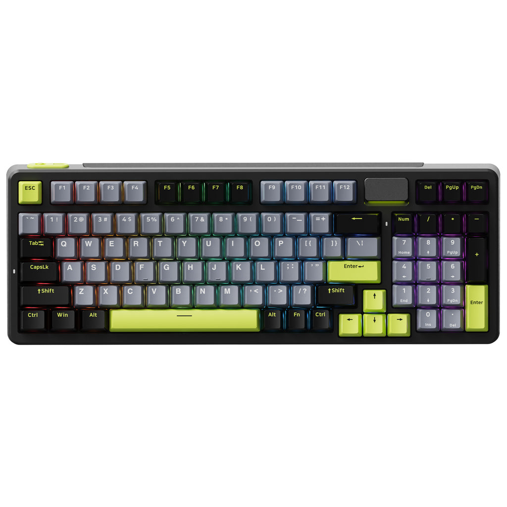 Rapoo V700DIY Clavier mécanique 96 % tri-mode, Gasket Mount et disposition QWERTY US - Noir/gris/vert