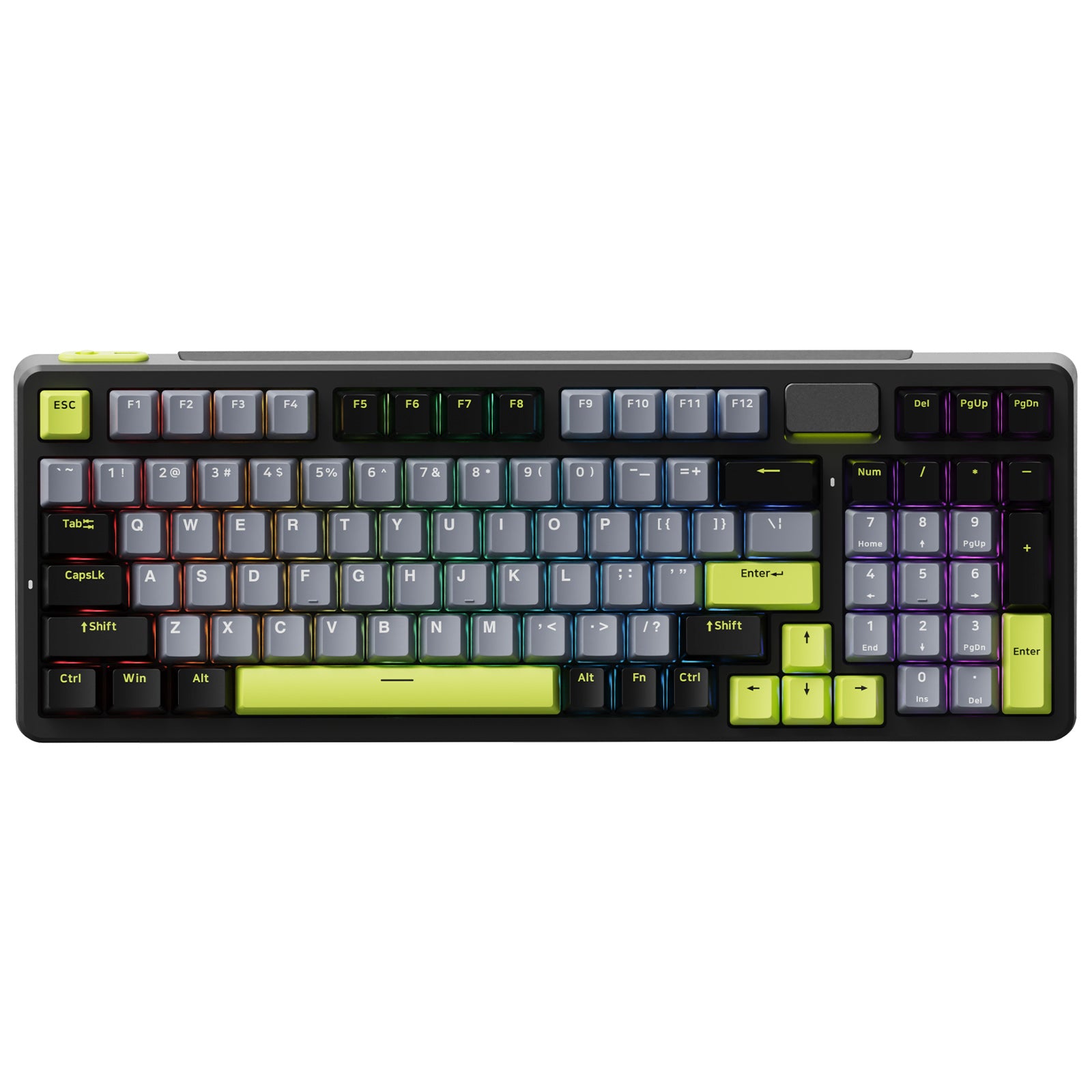 Rapoo V700DIY Clavier mécanique 96 % tri-mode, Gasket Mount et disposition QWERTY US - Noir/gris/vert