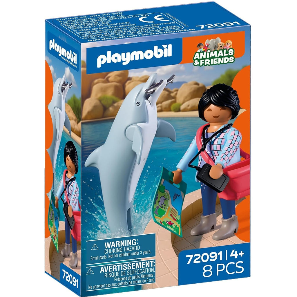PLAYMOBIL Set de Figurines Dauphin et Dresseur de Zoo