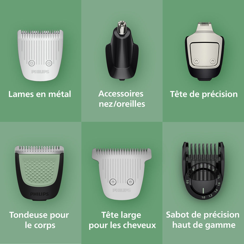 Philips Series 7000 MG7941/15 Tondeuse pour corps homme avec 17 accessoires visage, cheveux et corps, technologie BeardSense, sabot de précision premium, 120 min d'autonomie, 100 % étanche - Gris
