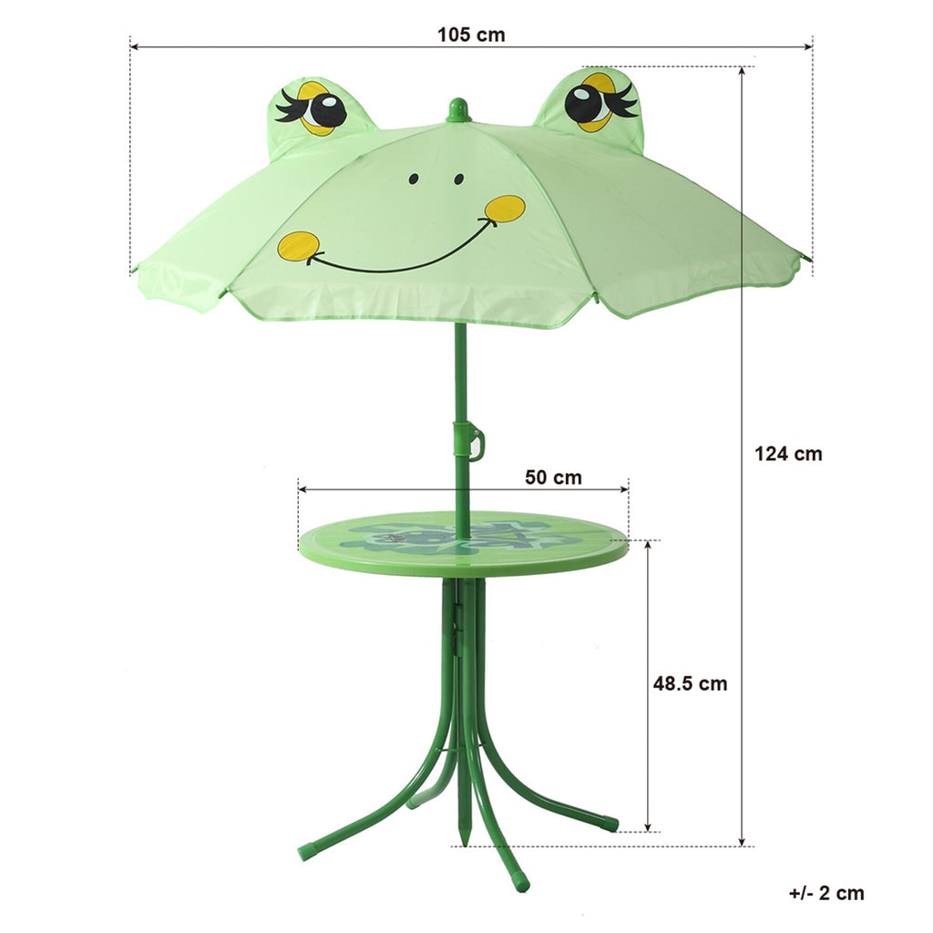 Terrabeta Ensemble de mobilier d'extérieur pour enfants - 2 chaises, 1 table et 1 parasol