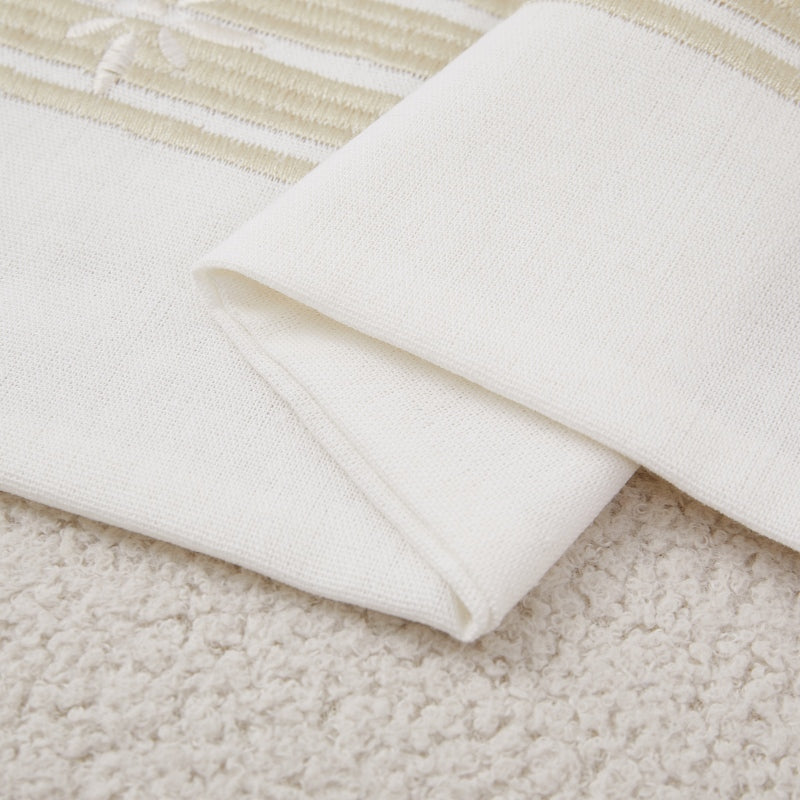 MEROPE, Housse de coussin en broderie polyester/coton, 50x50 cm, blanc/beige, 1 pack