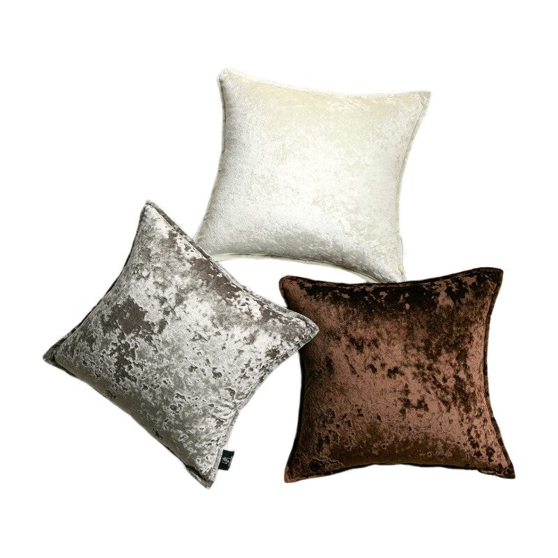 PHANTOSCOPE Housse de Coussin en Velours Gaufré Brillant avec Galon, Carré, 1 Pièce, Marron, 18 x 18 Pouces (45 x 45 cm), pour Canapé, Lit et Chaise