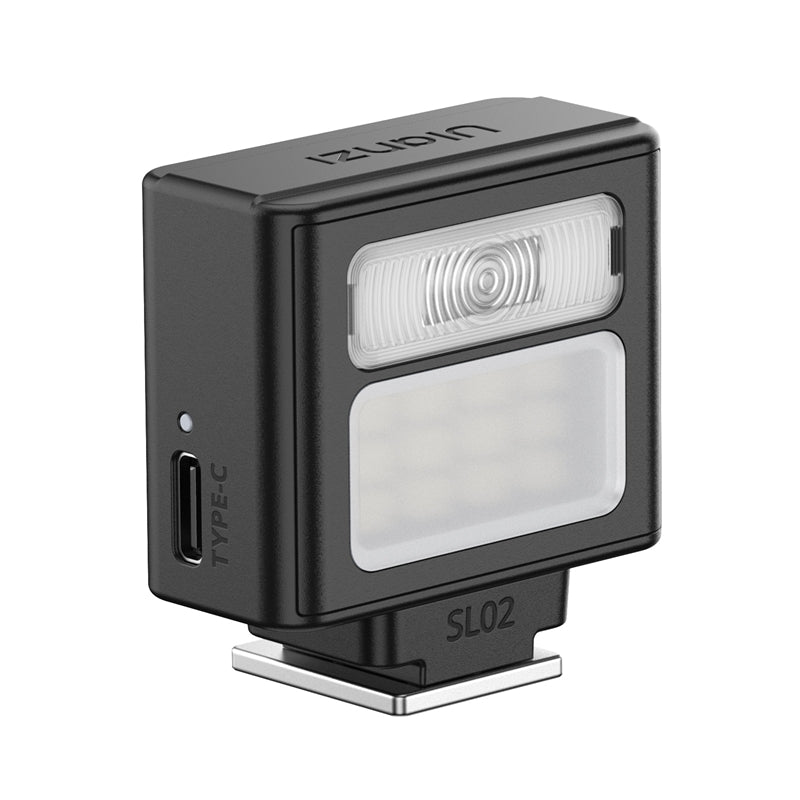 Ulanzi SL02 Mini flash d'appareil photo avec lampe vidéo, flash cobra pour appareil photo GN8 6500 K, 4 niveaux de puissance, mini flash manuel, griffe de flash à contact unique pour appareils photo Nikon