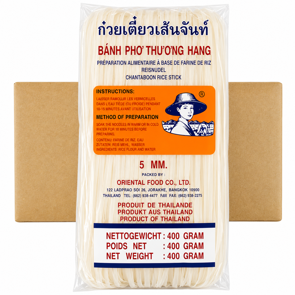 Farmer Brand Nouilles de riz 5 mm, 34x 400 g, 1 boîte