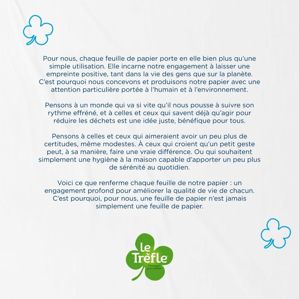 LE TRÈFLE Infinity Papier Toilette 2 Épaisseurs Maxi Rouleaux, 500 Feuilles par Rouleau, 4 Rouleaux