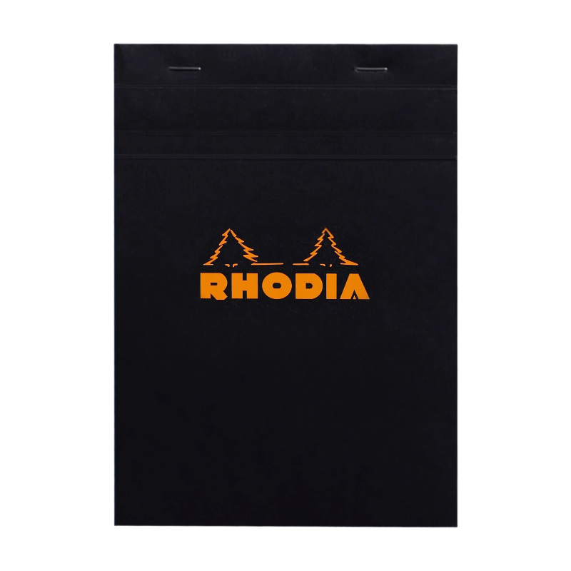 CLAIREFONTAINE Bloc agrafé Rhodia BLACK N°16 14,8x21 cm 80 feuillets petits carreaux 5x5 80 g