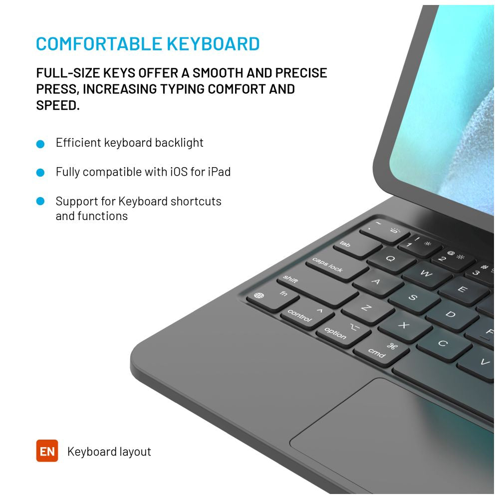 FIXED Typee Clavier pour Apple iPad Pro 11 po M4 2024/M5 2025, Anglais, Noir