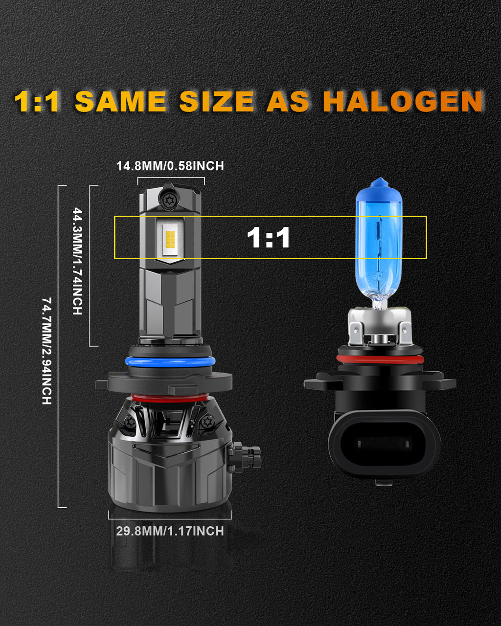 KATUR Lot de 2 ampoules LED HB4 120W 30 000 lm, 6000K blanc xénon, taille mini 1:1, Plug & Play et système de refroidissement à haute efficacité pour feux de croisement