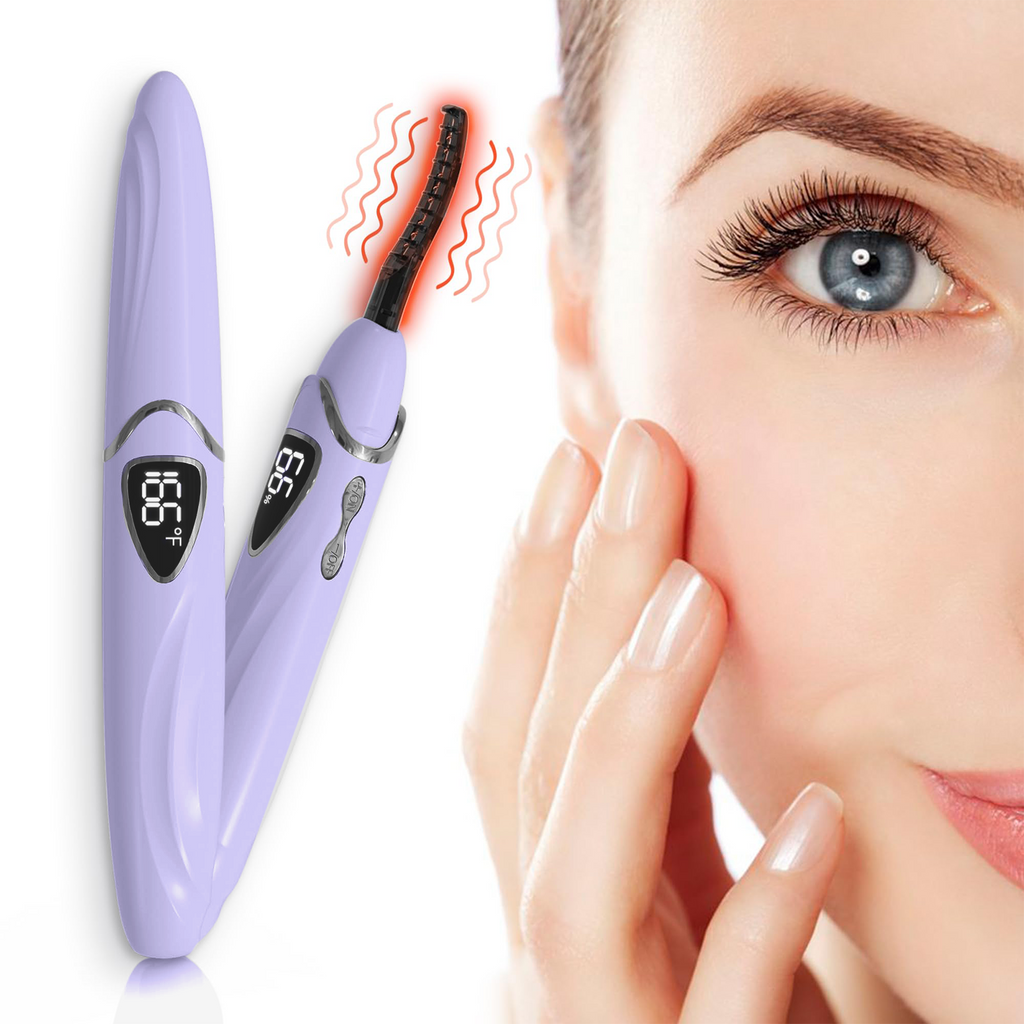 SUNLUXY S600 Recourbe-cils électrique pour courbure naturelle longue tenue, avec affichage LED de la température et de la batterie, arrêt automatique de sécurité - Violet