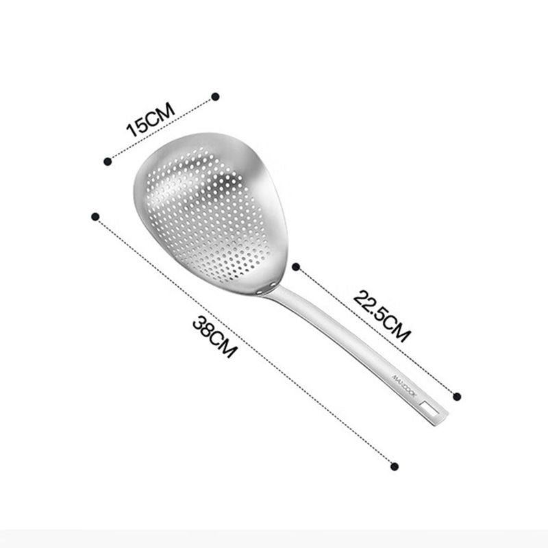 Maxcook Cuillère égoutteuse à fentes, grande cuillère égoutteuse en acier inoxydable 15 cm avec poignée et trous de suspension, écumoire, pelle de friteuse, passoire de cuisine pour la cuisson, l’égouttage et la friture, MCCU3545