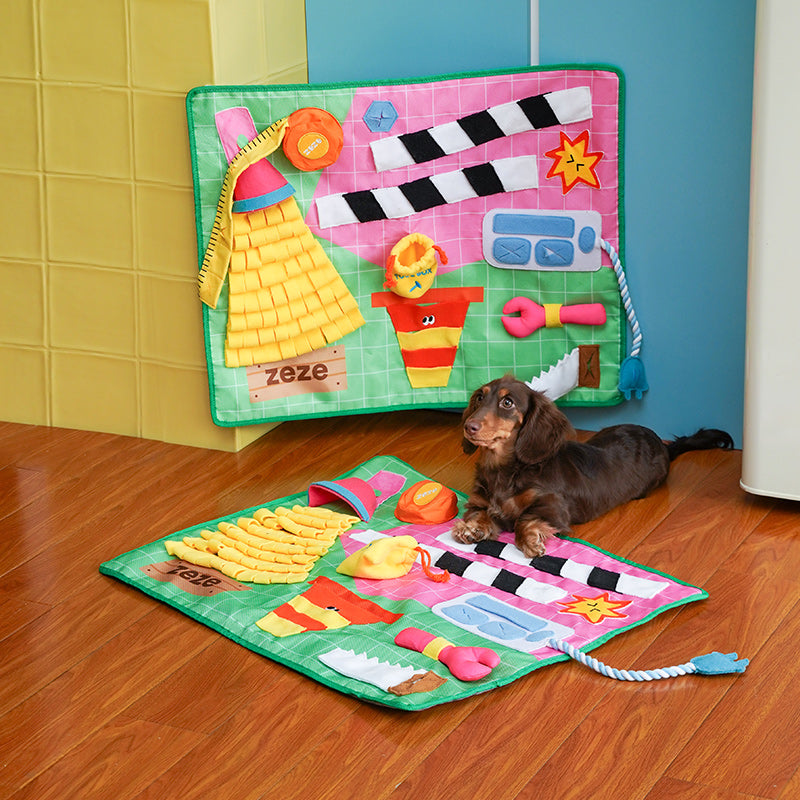 ZEZE Jouet pour chiens avec tapis de fouille thème mécanicien