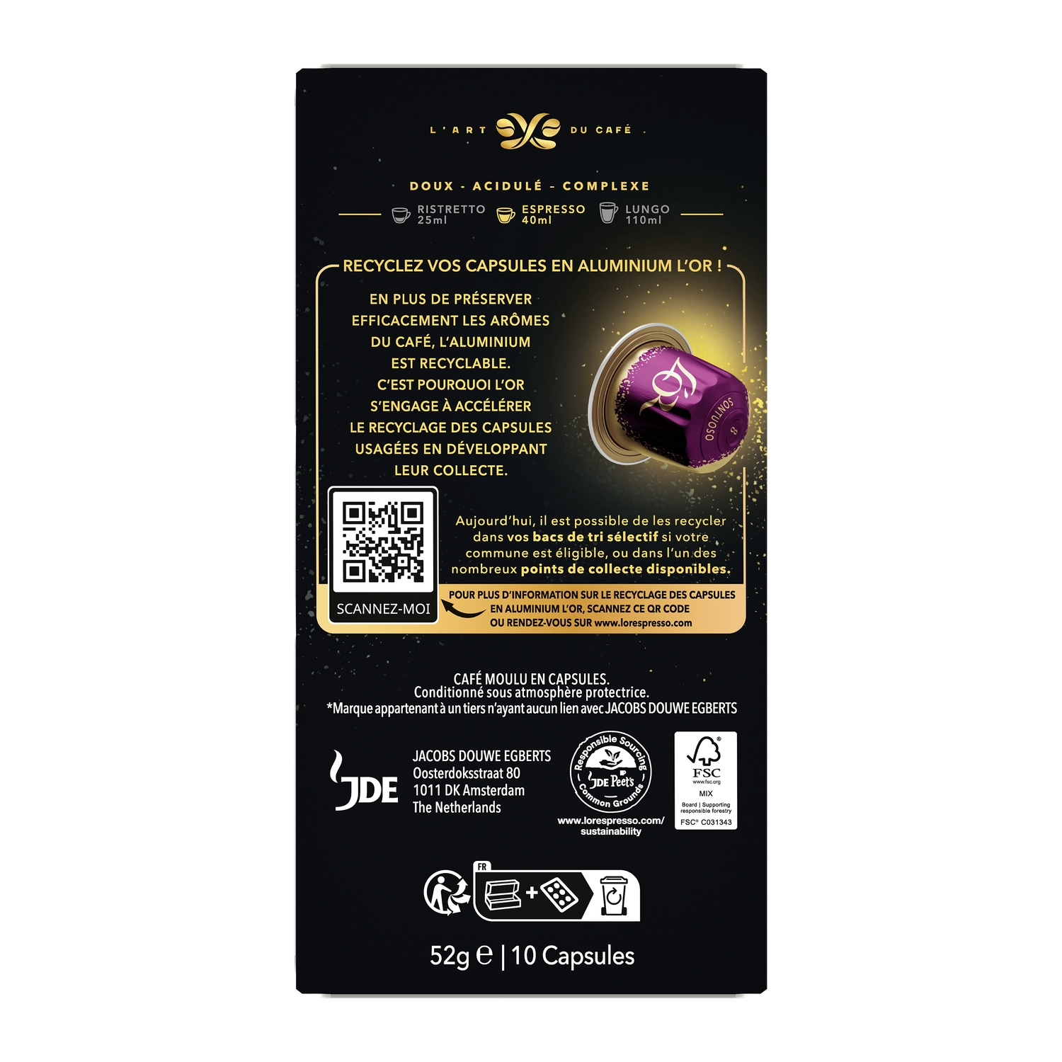 L'OR Capsules compatibles Nespresso, Sontuoso, 10 unités