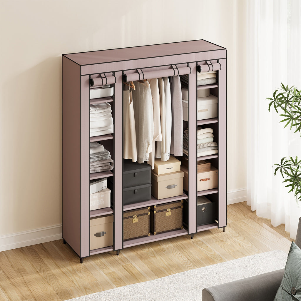 JOYFURNOS Armoire de dressing, armoire portable pour chambre, tringle à vêtements avec housse en tissu, organisateur de rangement pour vêtements, 150 x 45 x 175 cm, violet