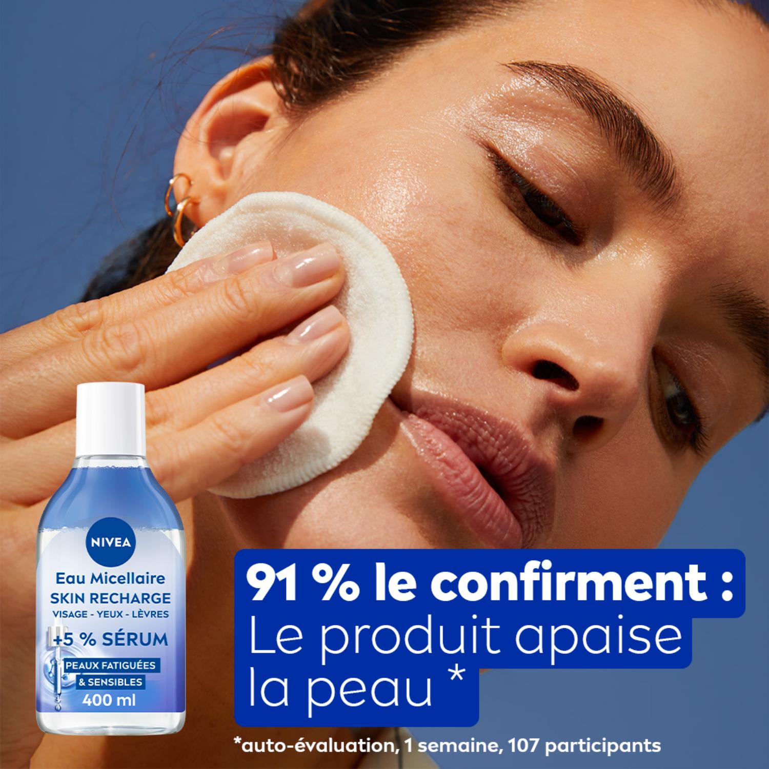 NIVEA Eau Micellaire Démaquillante Visage Infusée au Sérum Panthenol Skin Recharge Peau fatiguée 400 ml