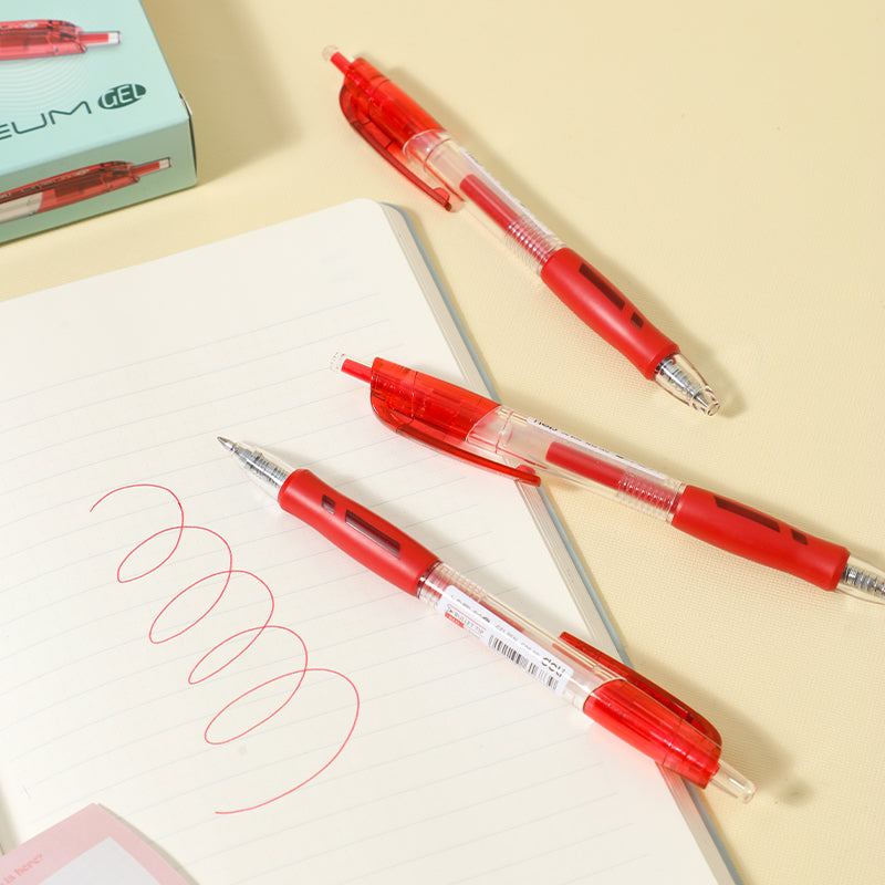 Deli Lot de 12 stylos à encre gel rouge - 0,5 mm
