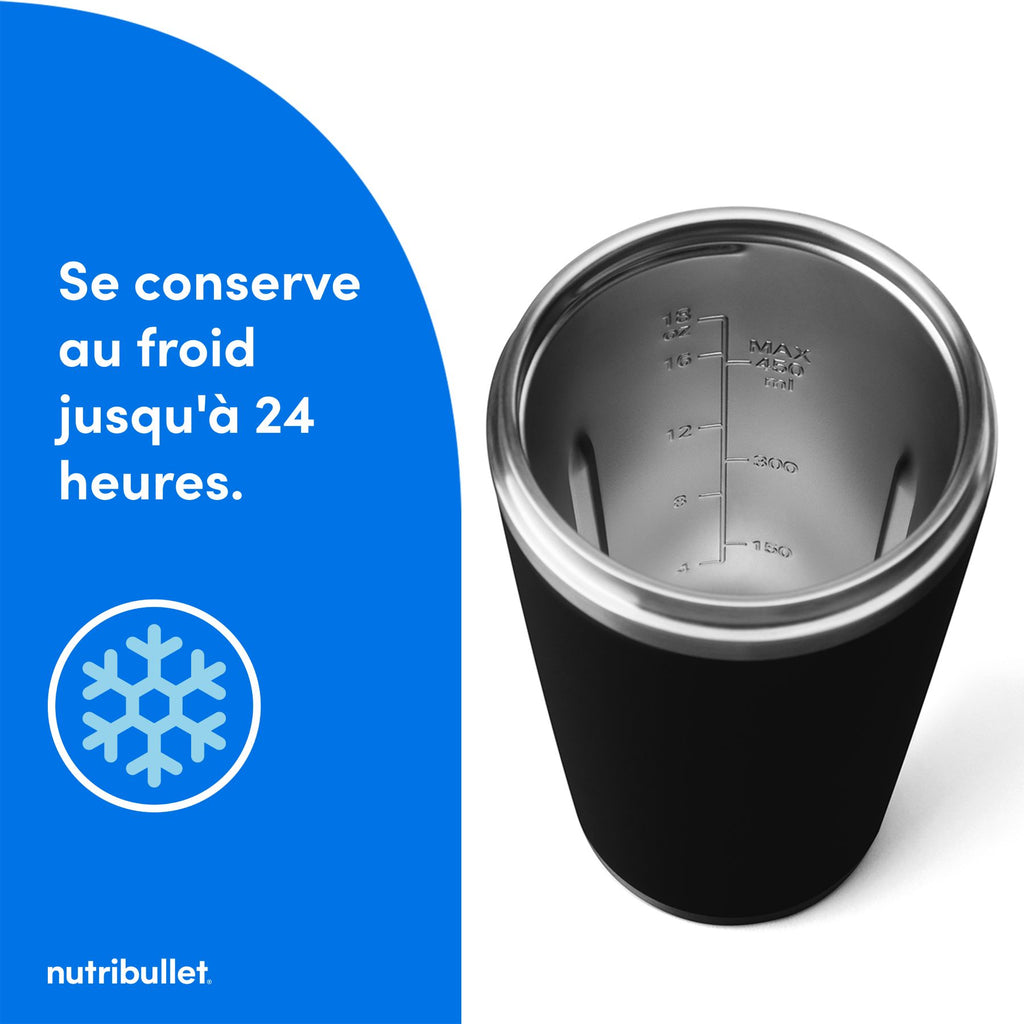 nutribullet Flip, Blender portable avec gobelet isotherme 590 ml, NBP016B, Noir