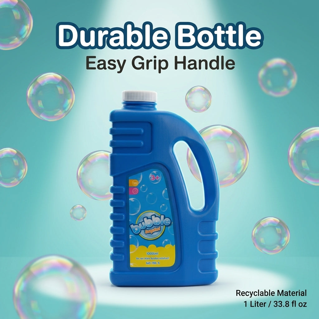 1000 ml Liquide à Bulles Concentré Recharge Universelle - Solution à Bulles Haute Capacité et Rendement Non Toxique Parfaite pour Pistolets à Bulles, Baguettes à Bulles Géantes