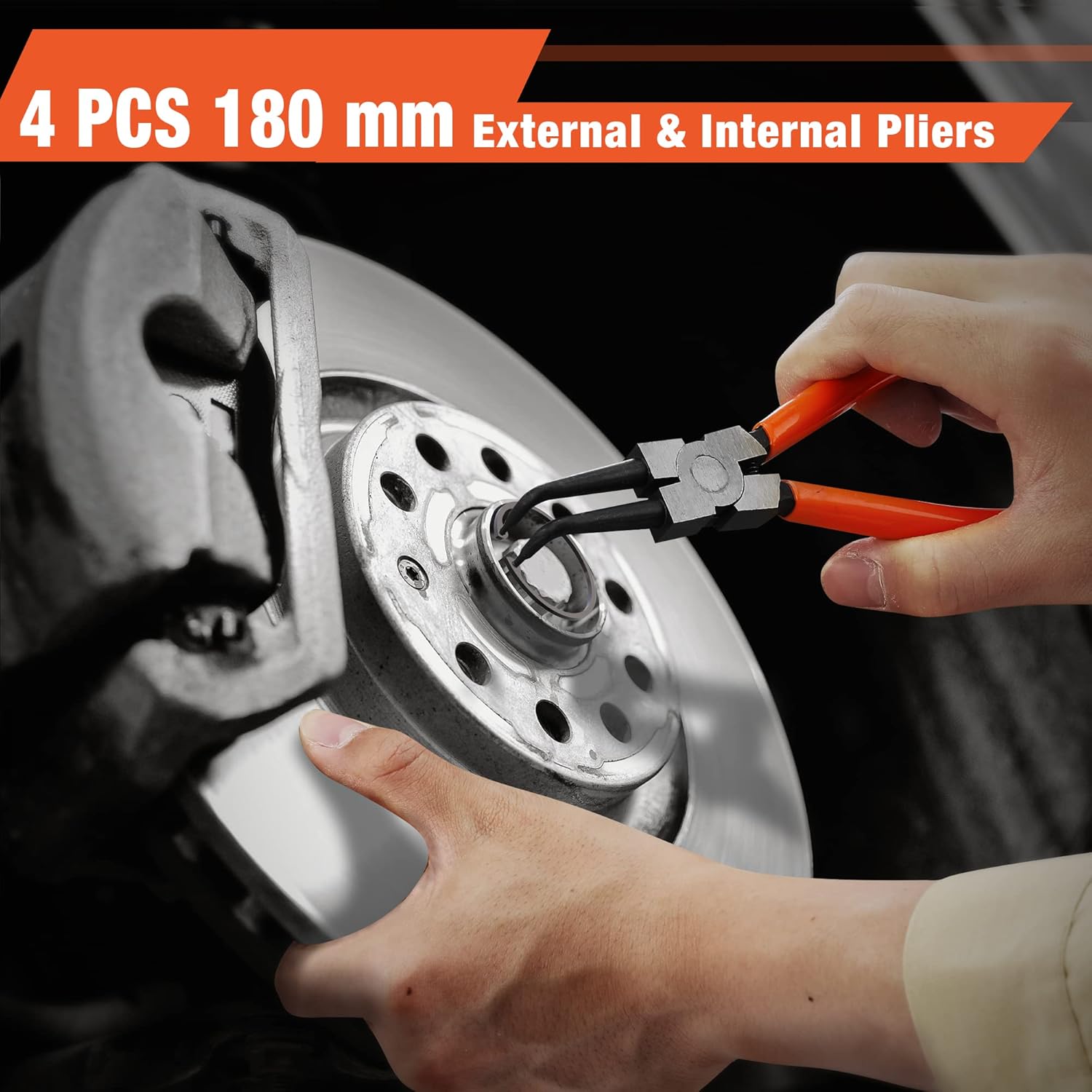 ValueMax Lot de 4 pinces à circlips internes et externes 180 mm avec étui de rangement à fermeture éclair