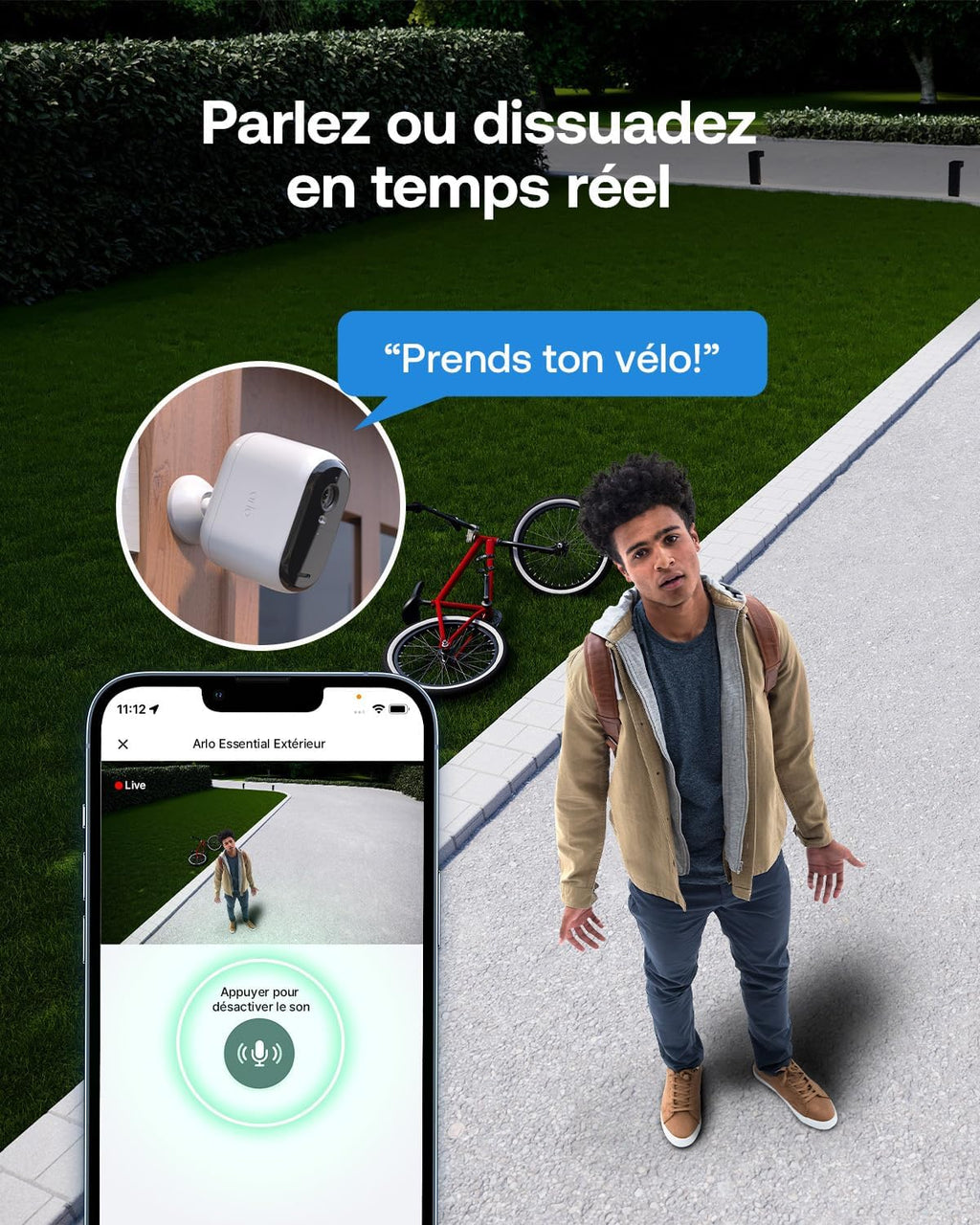Arlo VMC3280-100EUS Caméra de Sécurité Extérieure WiFi Essential 3 2K, Kit de 2 caméras Blanc