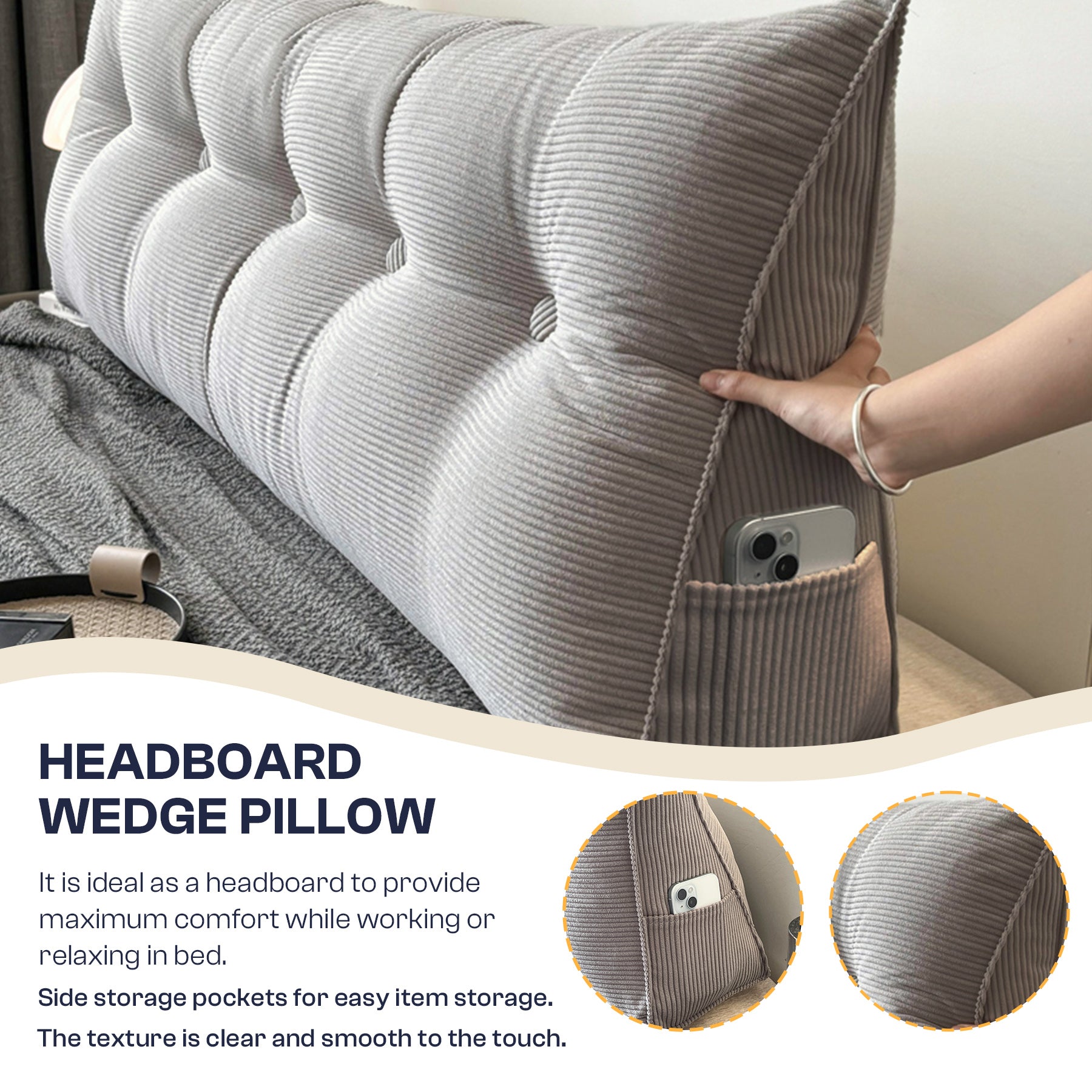 LeBonsoir Coussin d’appui - coussin de lecture pour lit et canapé, coussin en forme de dôme, galette d’appuie-dos pour mur, coussin d’assise, coussin mural