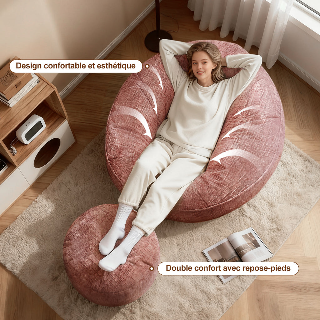 GTIMEX Fauteuil, Canapé Gamer avec Repose-pieds, 97 x 93 x 77 cm, Capacité de charge statique : 135 kg, Doux et résistant, avec garnissage en mousse à mémoire de forme granulaire