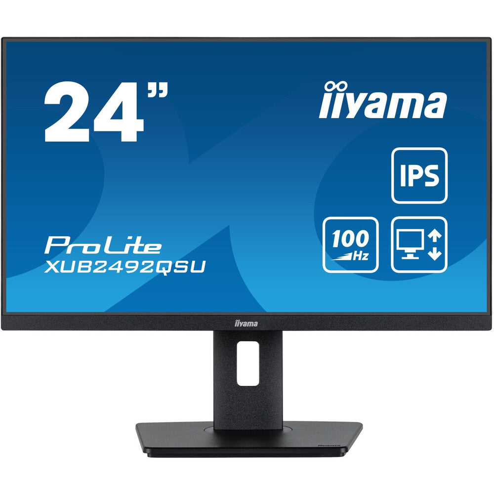 iiyama ProLite XUB2492QSU-B1 Moniteur IPS WQHD 23,8 pouces, 2560 x 1440, 100 Hz, 0,5 ms, 300 cd, Haut-parleurs, HDMI/DP/USB-C/USB HUB (3x3,2), VESA, Couleur i-Style, Réglable en hauteur + Pivot