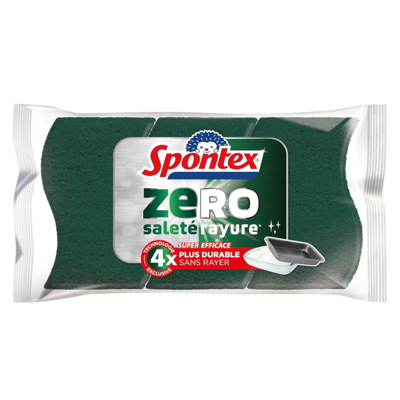 SPONTEX Éponges grattantes non abrasives 4x plus durables 3 éponges