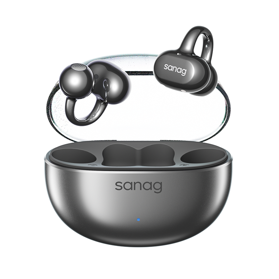 sanag S6S Nova Casque Bluetooth sans fil à clip d’oreille, nouvelle conception à conduction osseuse, circum-aural à arrière ouvert, pour le sport et la course, à réduction du bruit