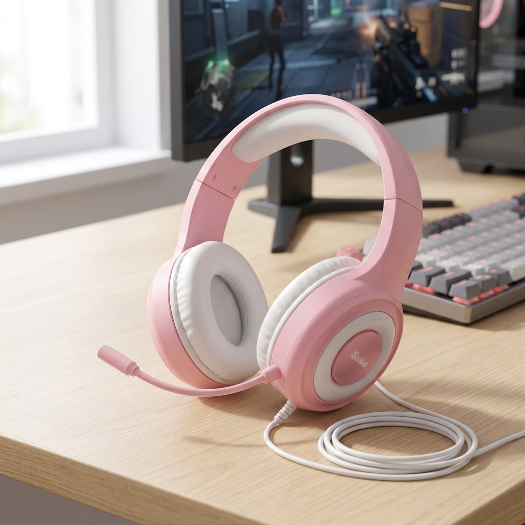 Siukie CH25 Casque Gaming - Micro à Réduction de Bruit, Haut-Parleur 50 mm, Filaire Circum-Auriculaire avec USB & Prise 3,5 mm, Rétroéclairage LED Bleu, Son Surround Stéréo pour PS5