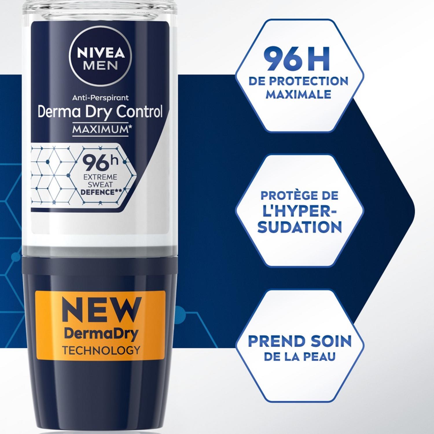 NIVEA MEN Déodorant Aisselles Derma Dry Control 96H Bille - 50 ml