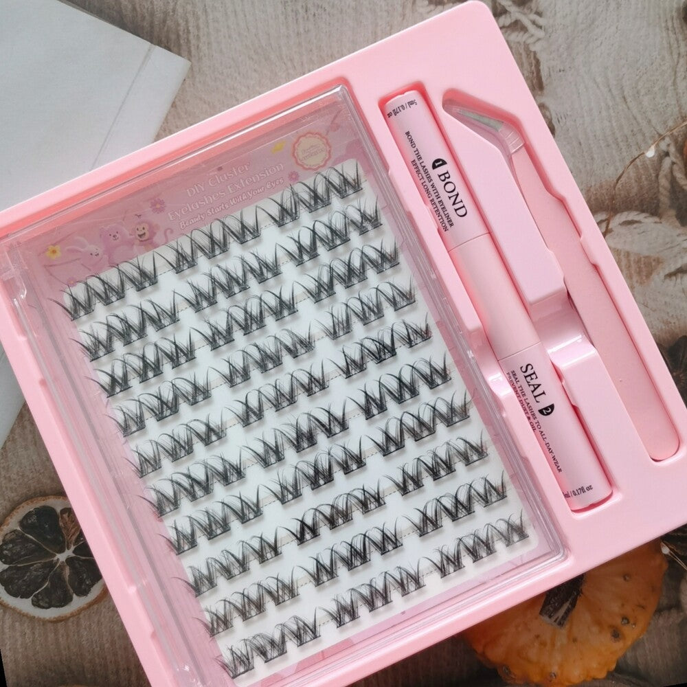 MeoMagic F15 Kit d'extensions de cils avec pince et colle - 10 rangées