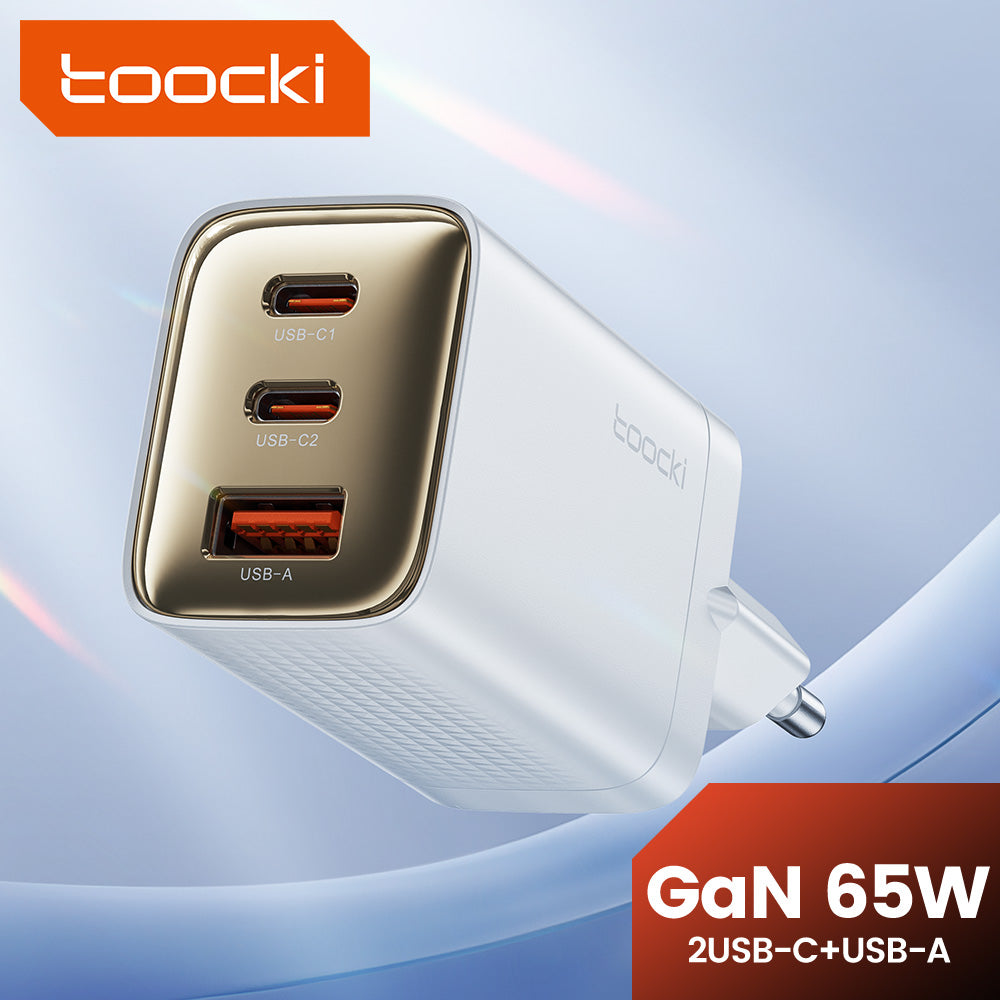 toocki Chargeur secteur USB-C GaN à 3 ports - 65 W