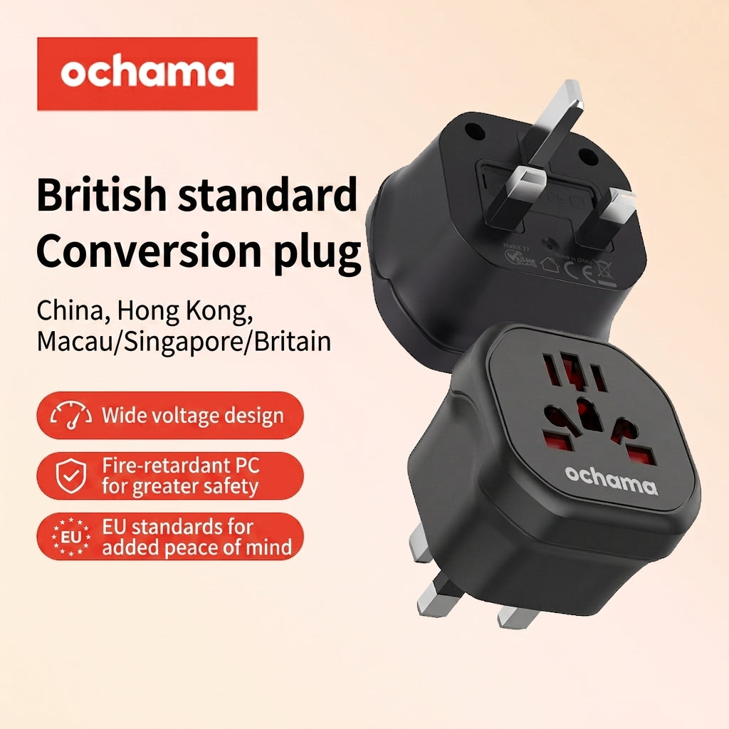 ochama Prise de voyage universelle, protection enfant, matériau résistant à la pression, certifiée CE et UKCA, compatible avec le Royaume-Uni, Singapour, Malaisie, Dubaï, Émirats arabes unis