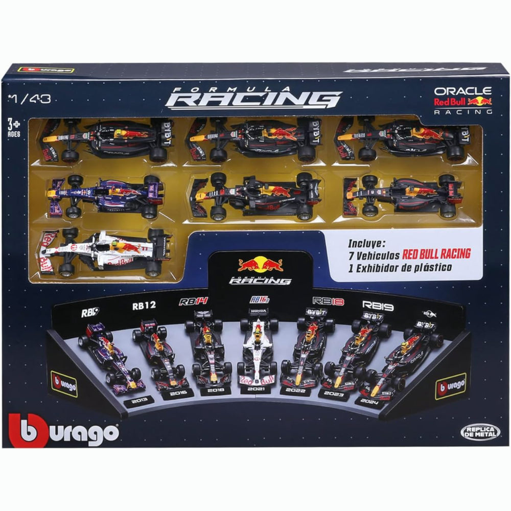Red Bull Racing Échelle 1/43 Formule 1 Pack de 7 Véhicules avec Présentoir